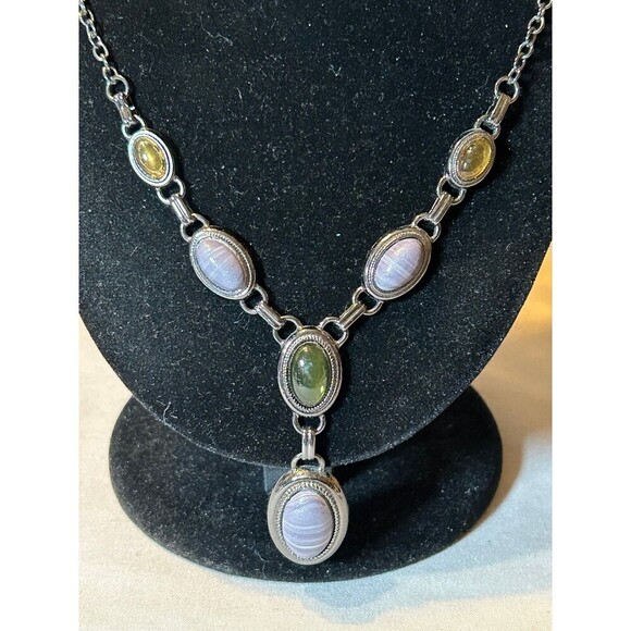 Black Tone and Stone Necklace - Picture 2 of 5